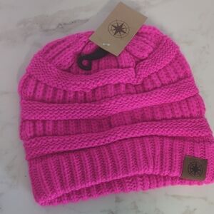 Bright Pink Knit Kids Beanie